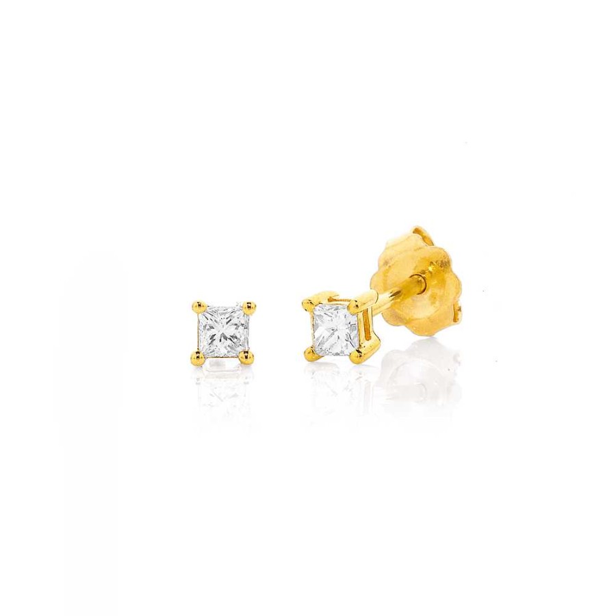 Earrings Pascoes | 9Ct Princess Cut Diamond Studs