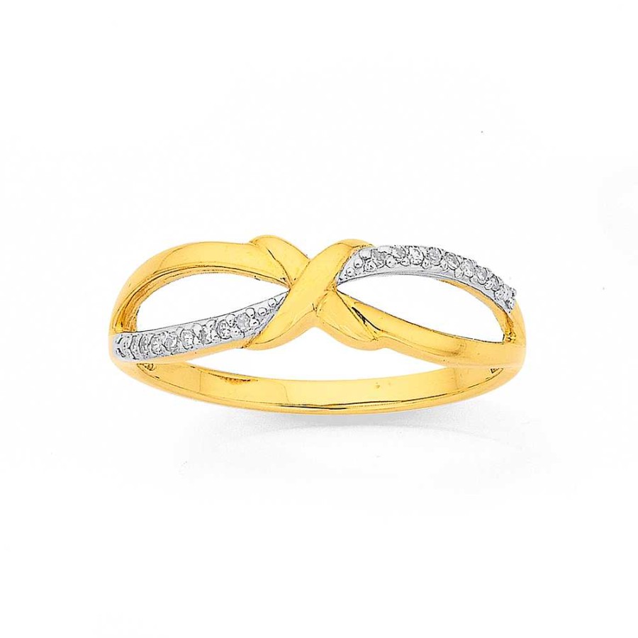 Rings Pascoes | 9Ct, Diamond Set Crossover Ring