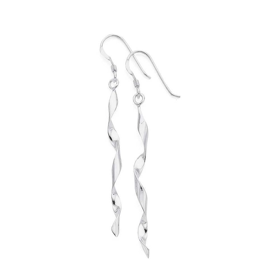 Earrings Pascoes | Sterling Silver Long Ribbon Drop Earrings