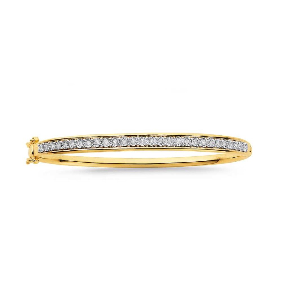 Diamonds Pascoes | 9Ct 60Mm Diamond Bangle Tdw=.25Ct