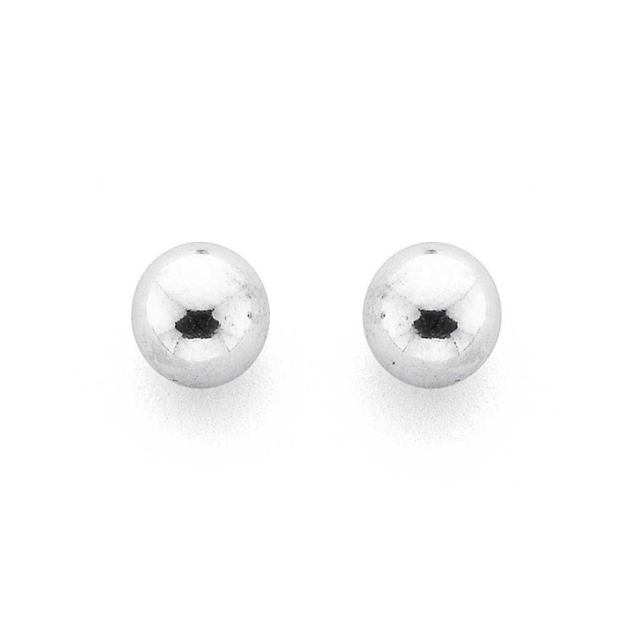 Earrings Pascoes | 9Ct White Gold 4Mm Ball Stud Earrings