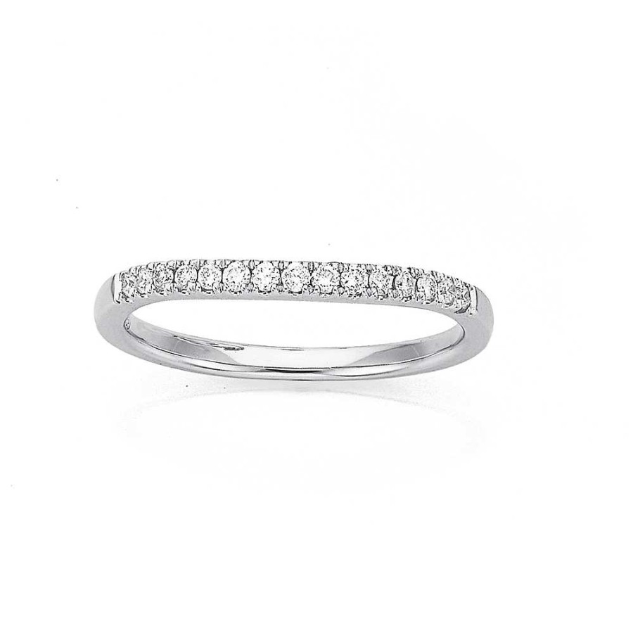 Rings Pascoes | 9Ct White Gold Curved Diamond Ring Tdw=.15Ct