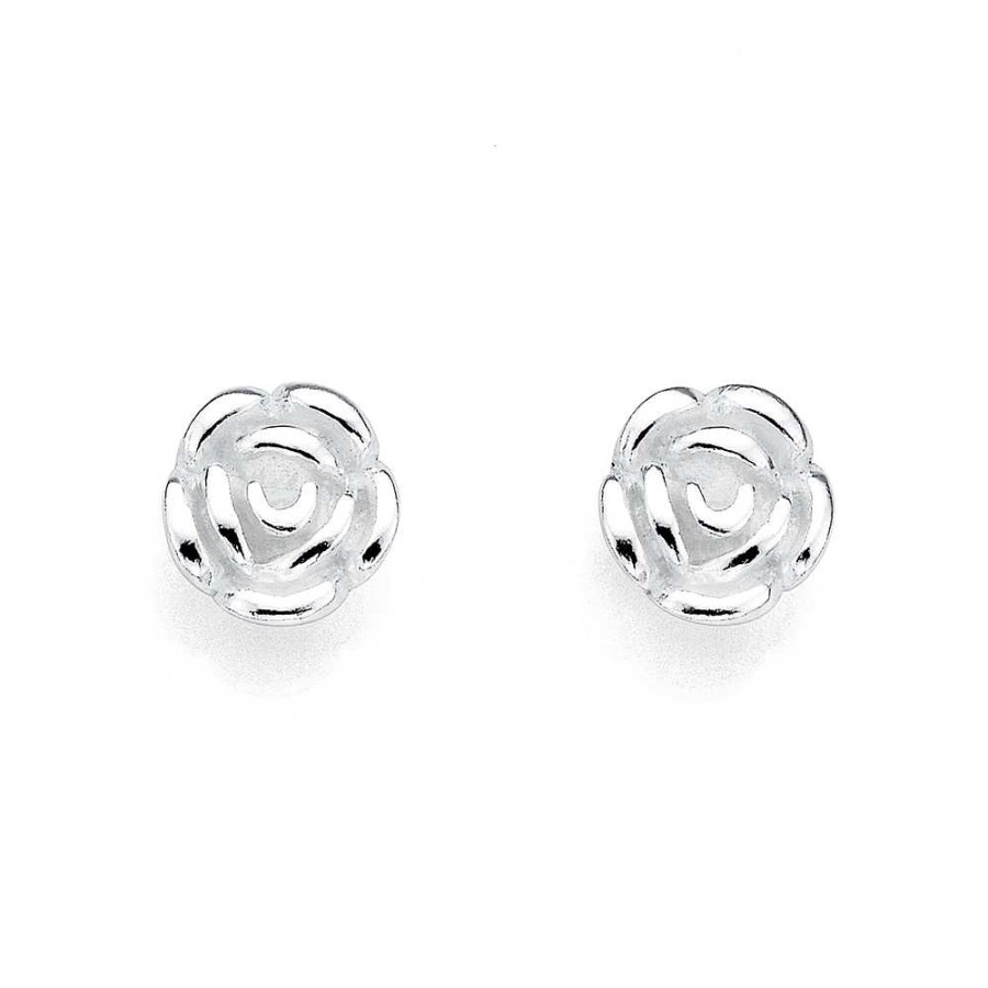 Earrings Pascoes | Rose Stud Earrings In Sterling Silver