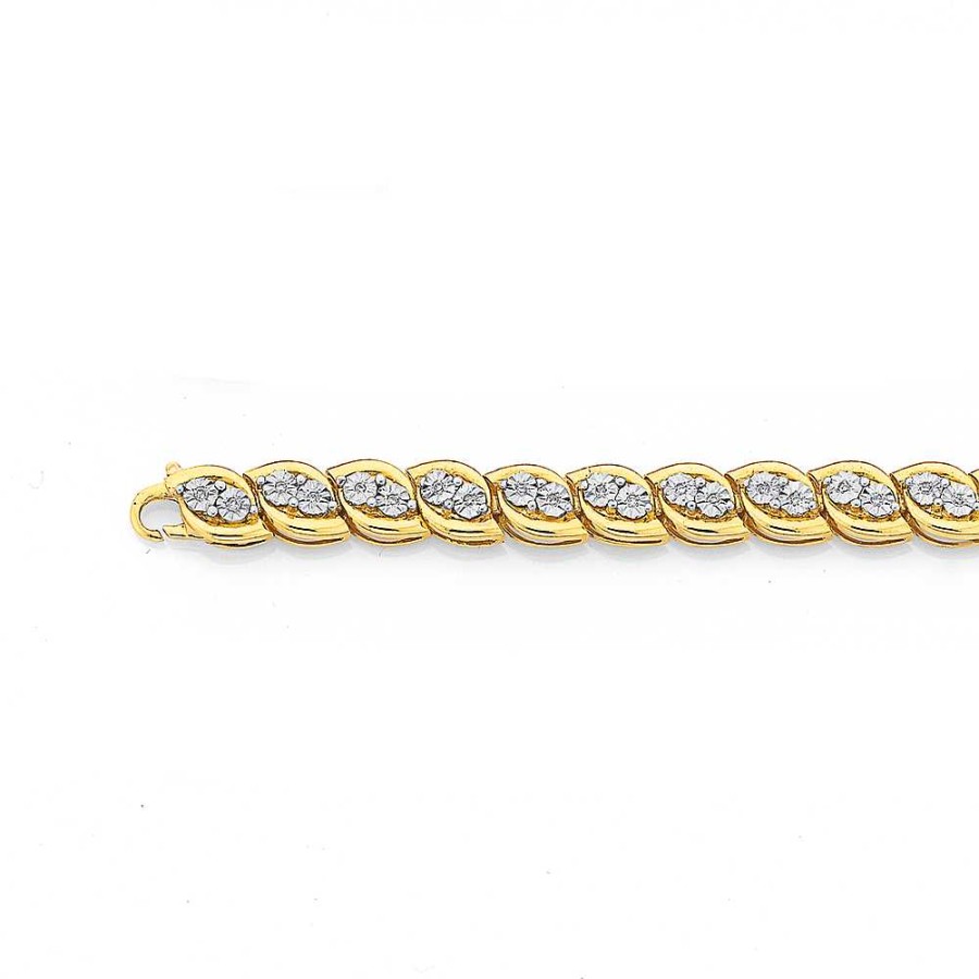 Diamonds Pascoes | 9Ct 19Cm Diamond Bracelet Weight=.20Ct