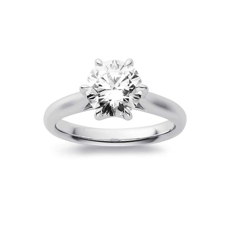 Rings Pascoes | 14Ct Wg, Element Lab Diamond 2Ct Solitaire Ring Set In 6 Claws