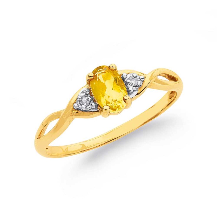 Rings Pascoes | 9Ct Citrine & Diamond Ring