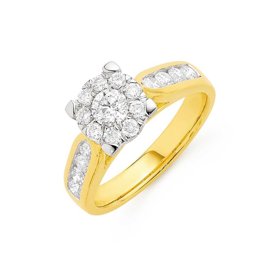 Rings Pascoes | 18Ct Gold Diamond Cluster Engagement Ring