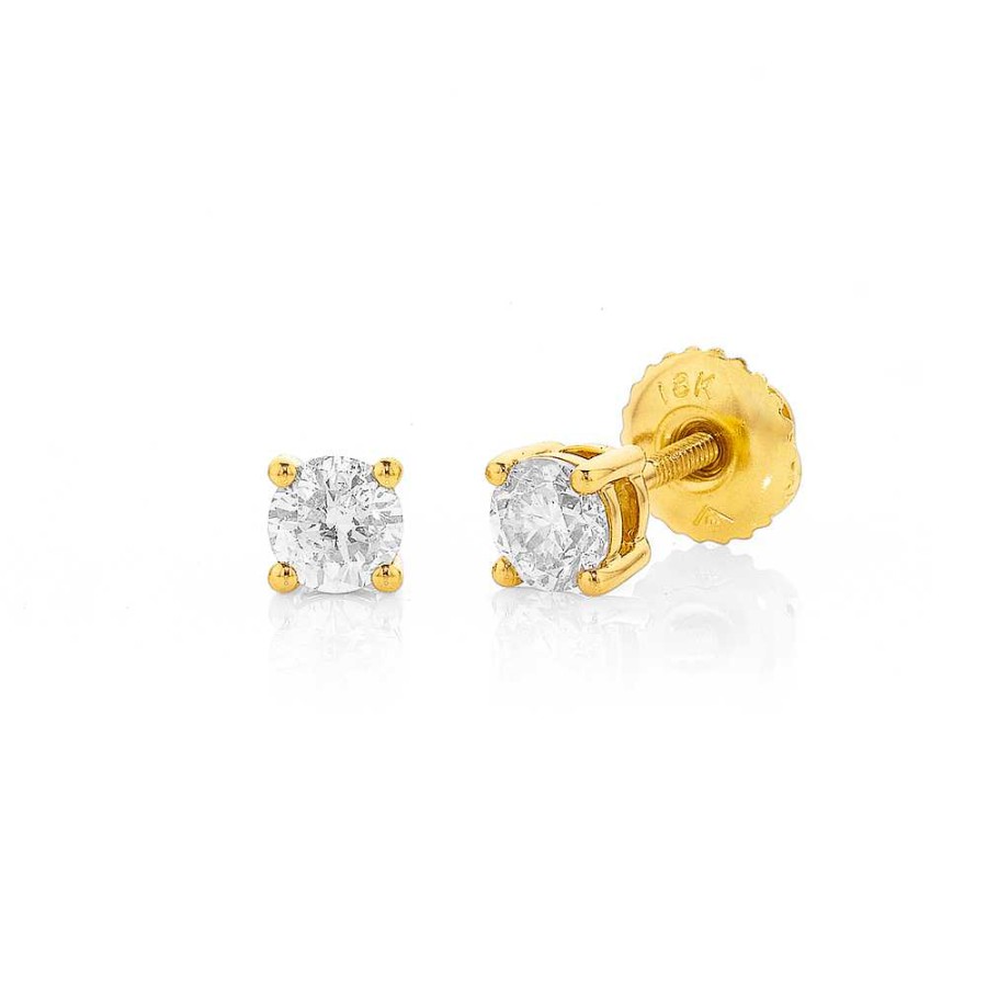 Earrings Pascoes | 18Ct Diamond Screwback Studs Tdw=.50Ct