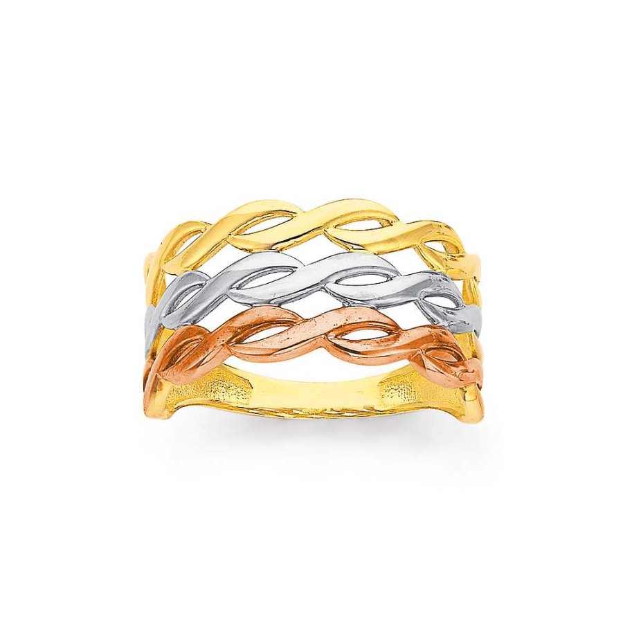 Rings Pascoes | 9Ct Tri Tone Wave Ring