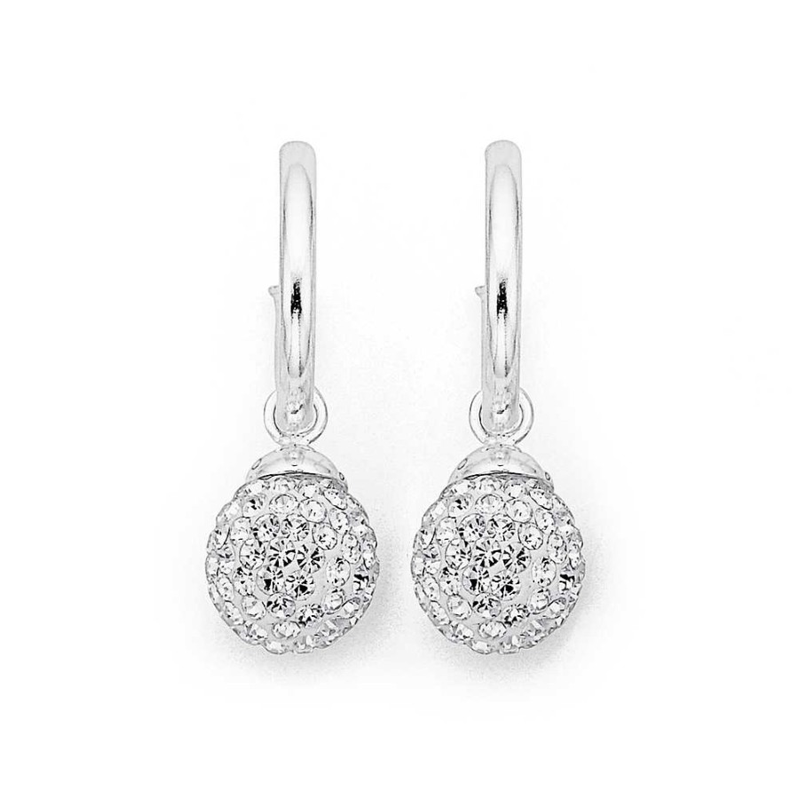 Earrings Pascoes | Sterling Silver Crystal Hoop Earrings