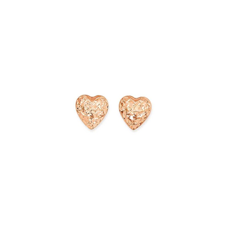 Earrings Pascoes | 9Ct Rose Gold 8Mm Heart Stud Earrings