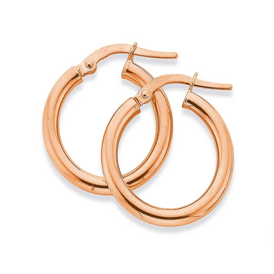 Earrings Pascoes | 9Ct Rose Gold 2.5X15Mm Polished Hoop Earrings