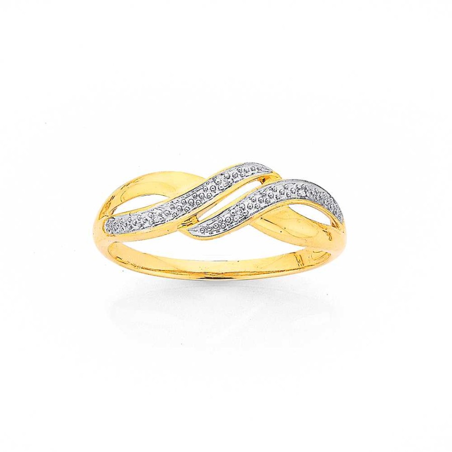 Rings Pascoes | 9Ct, Diamond Double Swirl Love Dress Ring