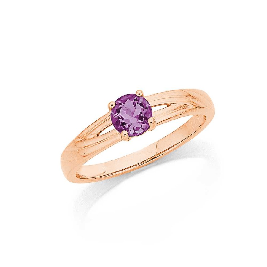 Rings Pascoes | 9Ct Rose Gold Amethyst & Diamond Ring