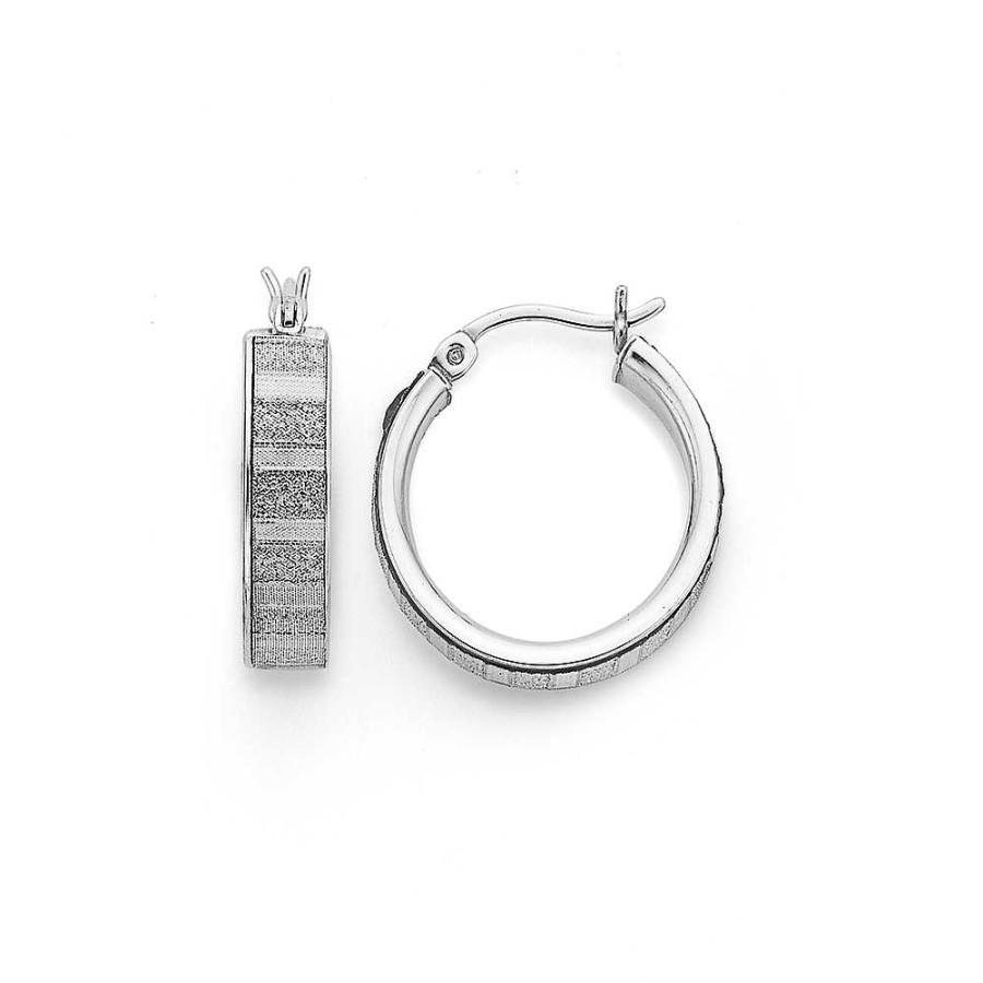 Earrings Pascoes | Sterling Silver 18Mm Stardust Huggie Earrings