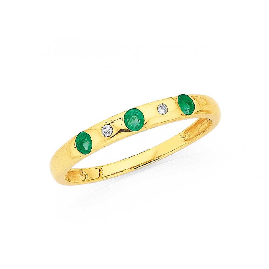 Rings Pascoes | 9Ct Emerald & Diamond Ring