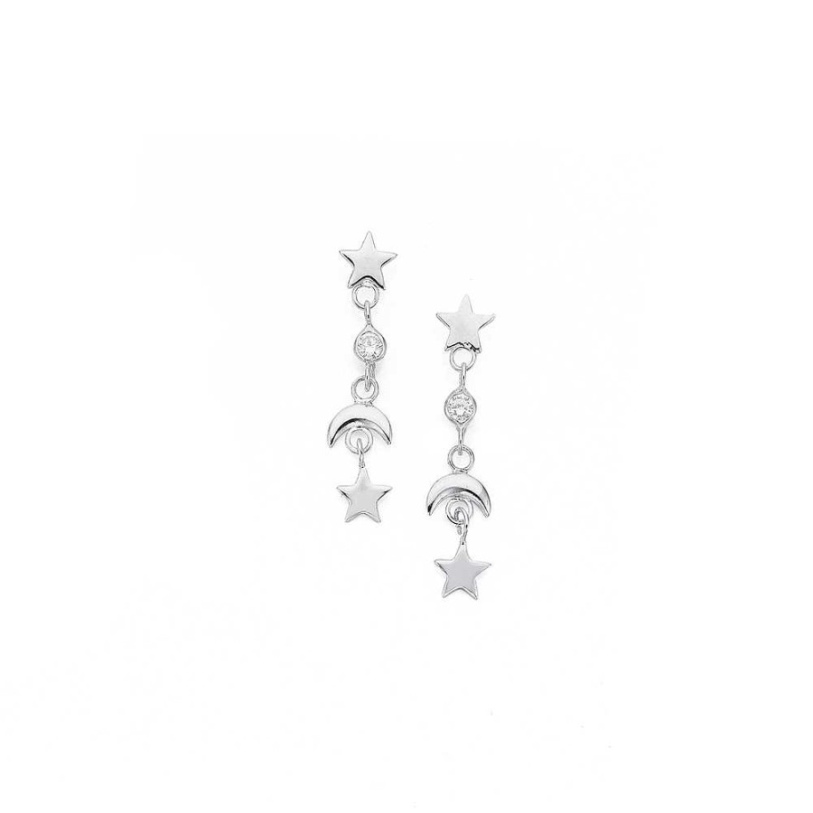 Earrings Pascoes | Sterling Silver Cubic Zirconia Drop Earrings