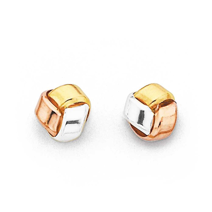 Earrings Pascoes | 9Ct Tri Tone Knot Studs