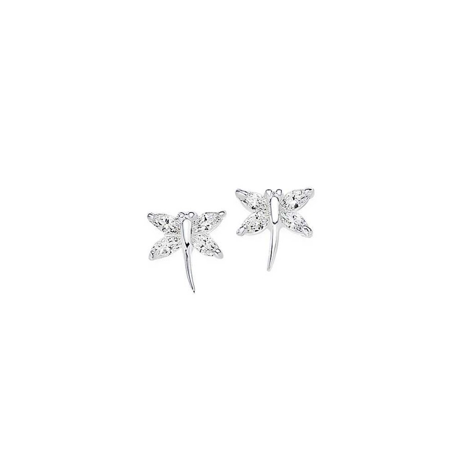 Earrings Pascoes | Sterling Silver Cubic Zirconia Dragonfly Studs