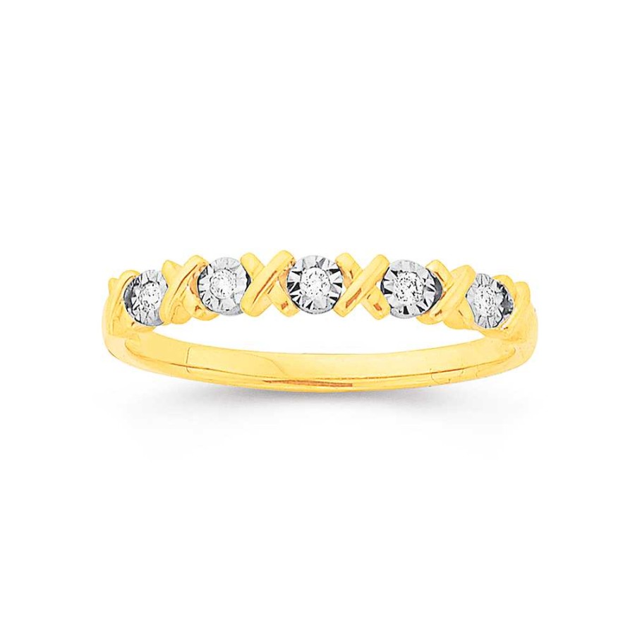 Rings Pascoes | 9Ct Diamond Hugs And Kisses Band