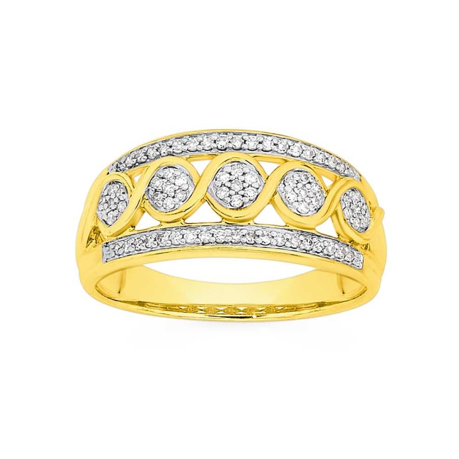 Rings Pascoes | 9Ct, Diamond Swirl Ring