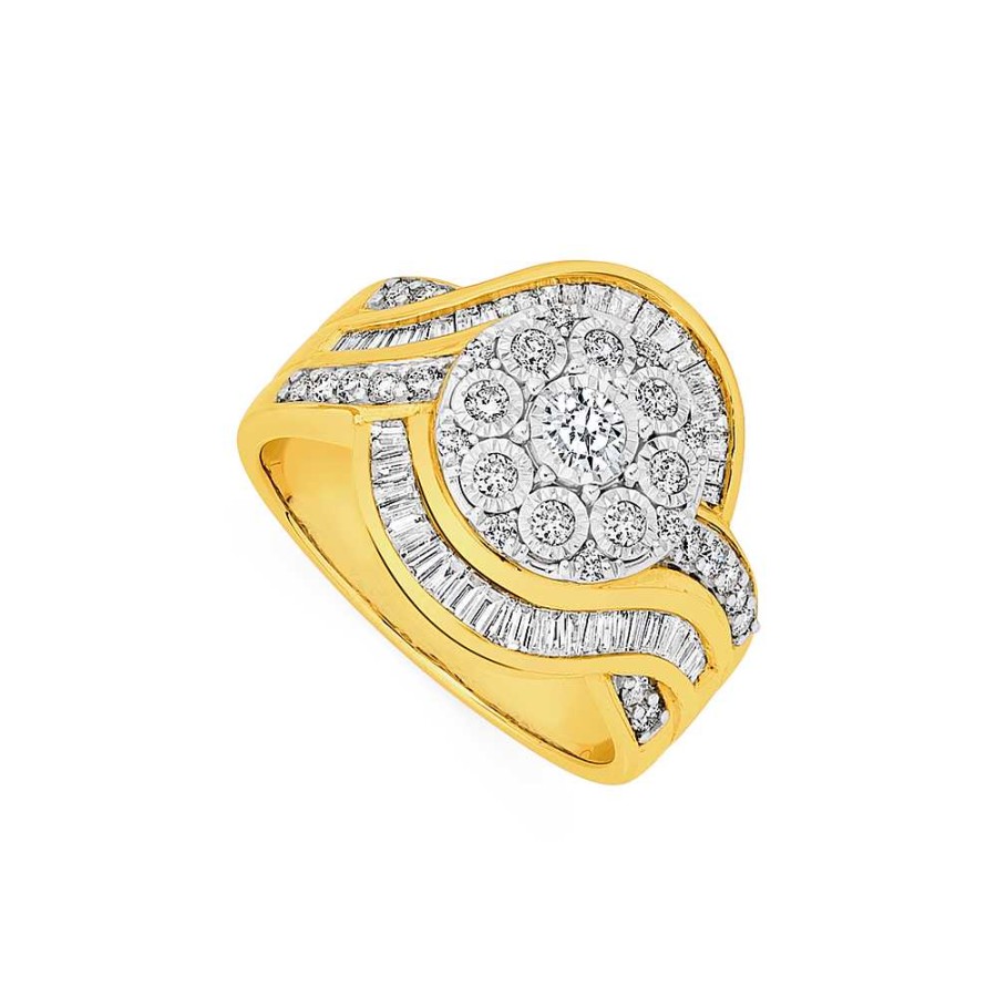 Rings Pascoes | 9Ct, Diamond Cluster Wrap Dress Ring