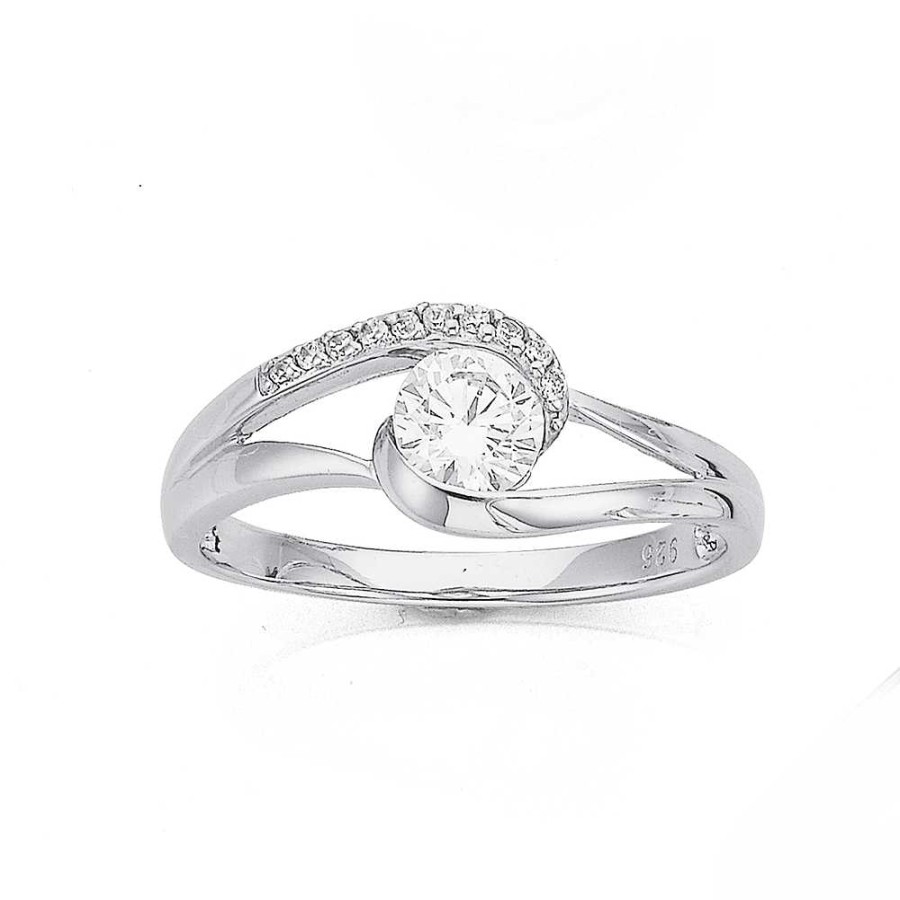 Rings Pascoes | Sterling Silver Cubic Zirconia Ring Size R