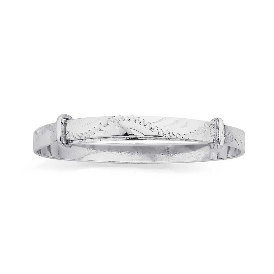 Bangles Pascoes | Sterling Silver Patterned & Plain Baby Expander Bangle