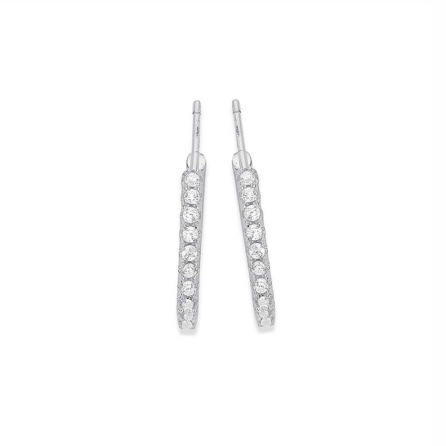 Earrings Pascoes | Sterling Silver Cubic Zirconia Hoop Earrings