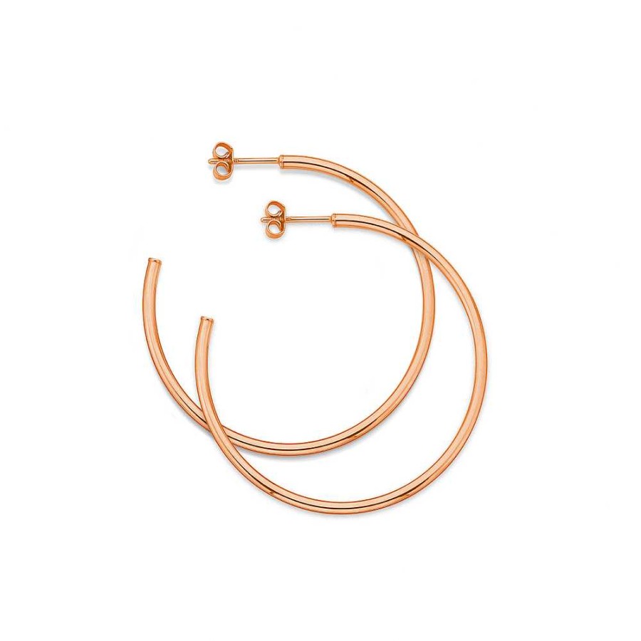 Earrings Pascoes | 9Ct Rose Gold 30Mm Hoop Earrings