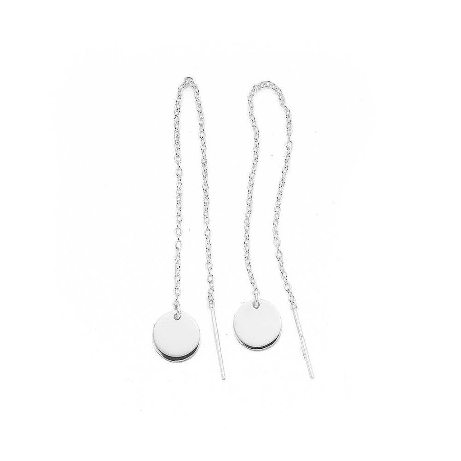 Earrings Pascoes | Sterling Silver Disc Thread Earrings