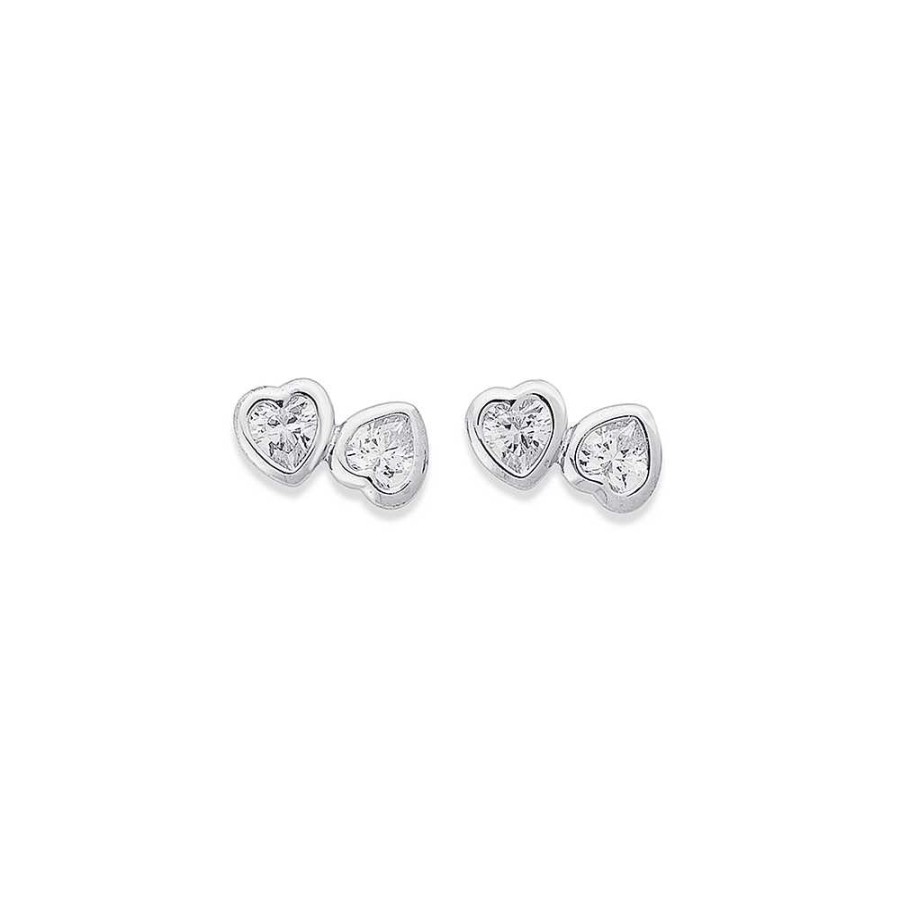 Earrings Pascoes | Sterling Silver Cubic Zirconia Heart Studs