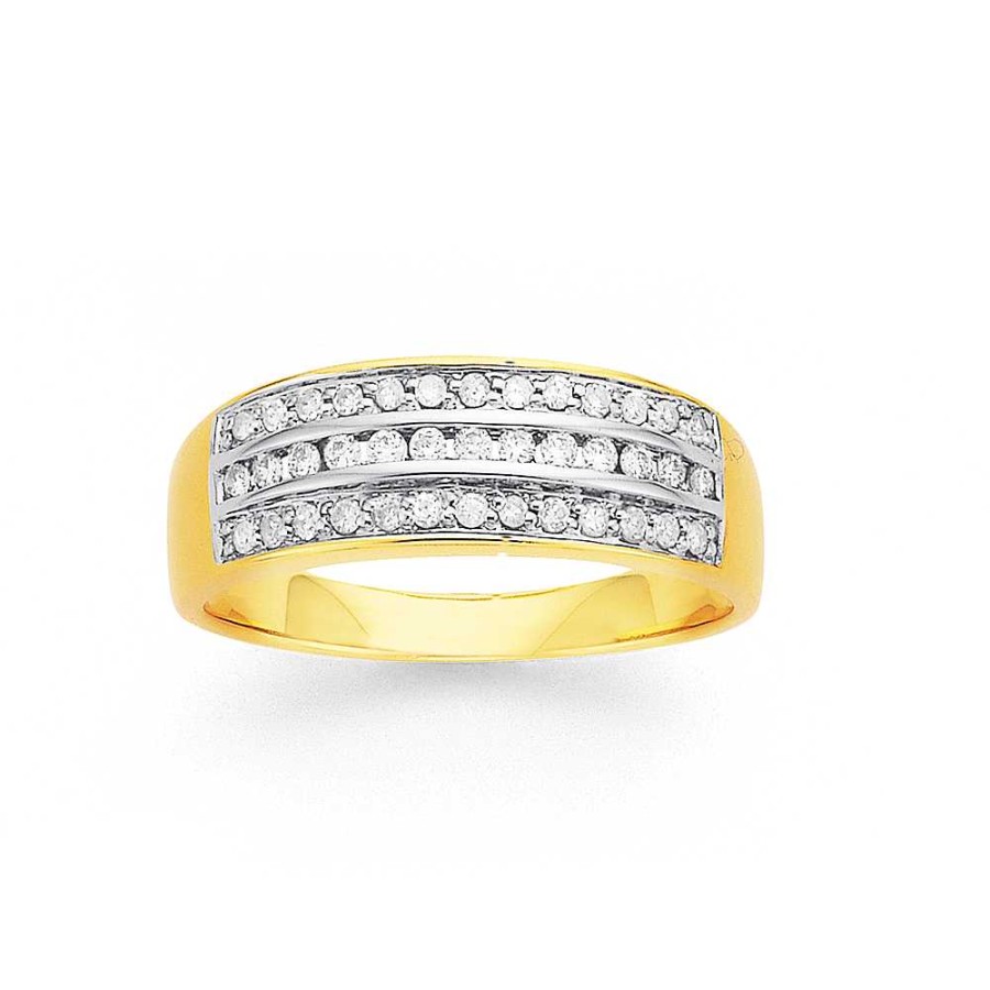 Rings Pascoes | 9Ct 3 Row Diamond Ring Tdw=.25Ct