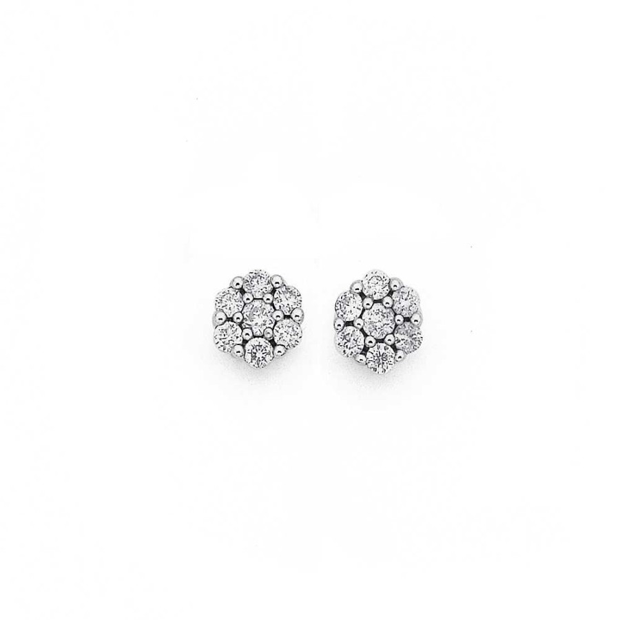 Earrings Pascoes | 9Ct White Gold Diamond Earrings Tdw=.20Ct