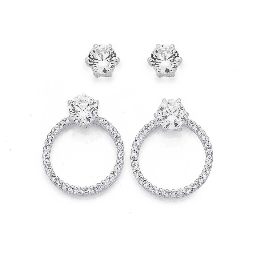 Earrings Pascoes | Sterling Silver Cubic Zirconia Circle Studs