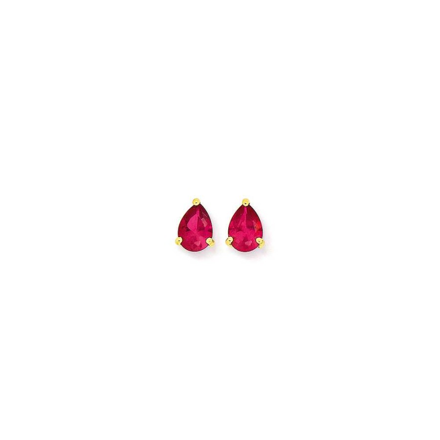 Earrings Pascoes | 9Ct Gold Created Ruby Pear Stud Earrings