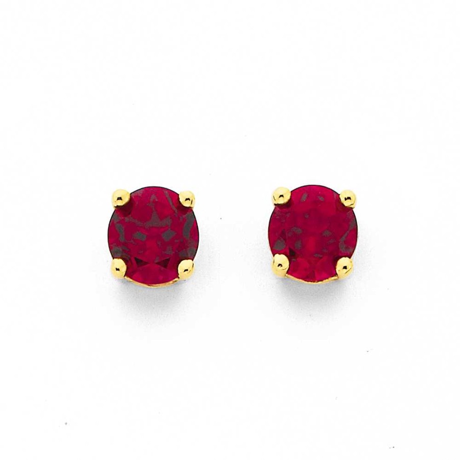 Earrings Pascoes | 9Ct Created Ruby Stud Earrings