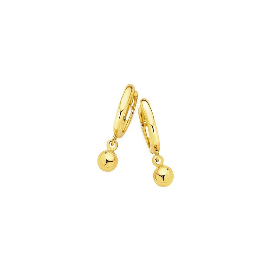 Earrings Pascoes | 9Ct Gold Ball Drop Huggie Earrings