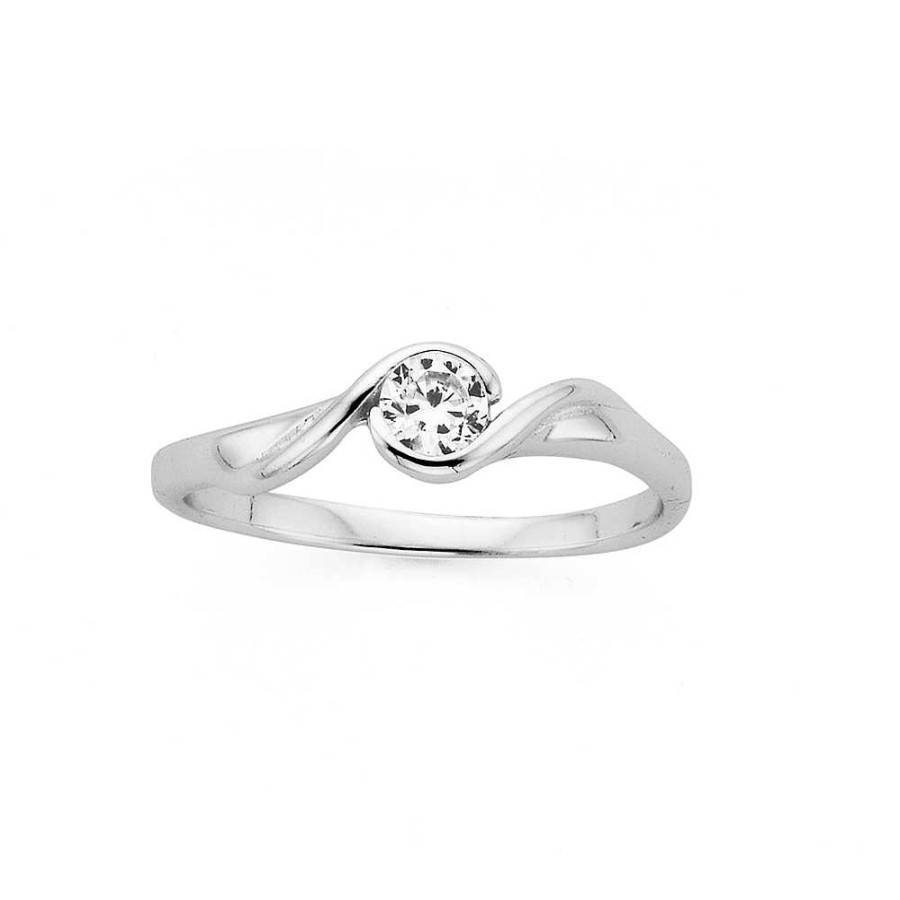 Rings Pascoes | Sterling Silver Cubic Zirconia Twist Bezel Ring