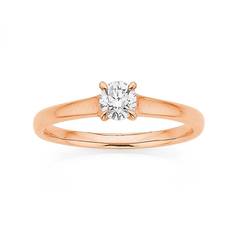 Rings Pascoes | 9Ct Rose Gold .35Ct Diamond Solitaire Ring