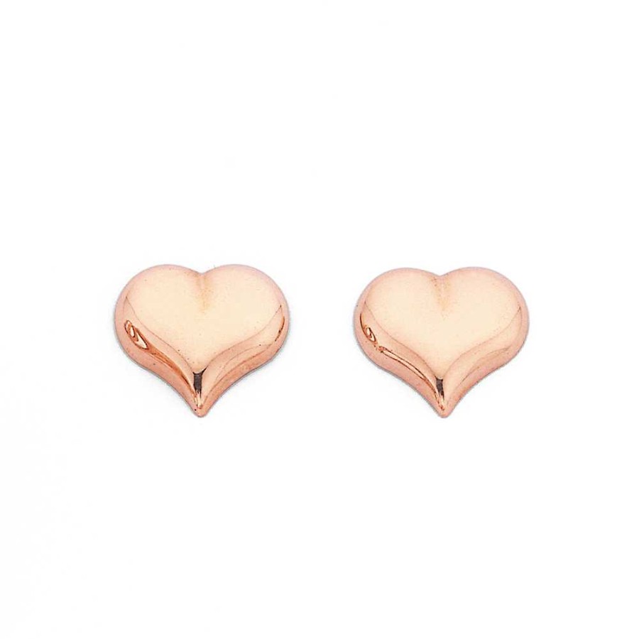 Earrings Pascoes | 9Ct Rose Gold Heart Studs