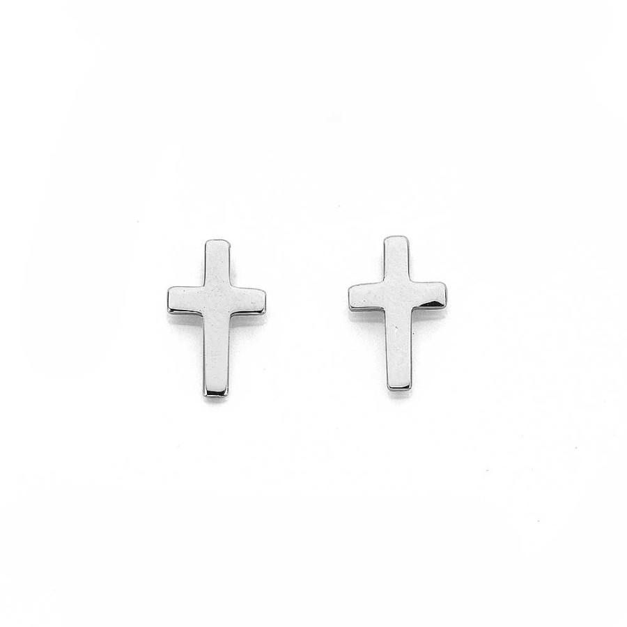 Earrings Pascoes | Sterling Silver 10Mm Cross Studs