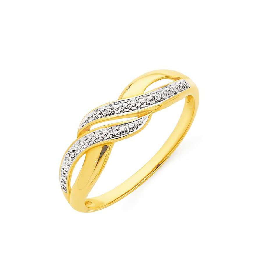 Rings Pascoes | 9Ct, Diamond Double Swirl Love Dress Ring