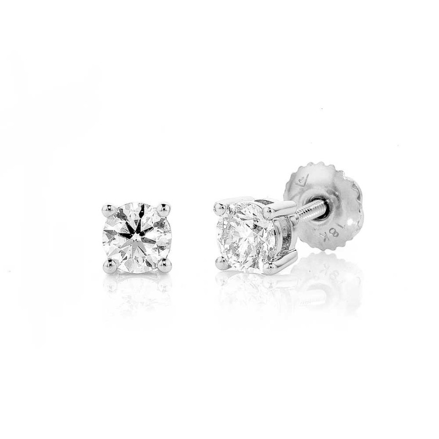 Earrings Pascoes | 18Ct White Gold Screwback Studs Tdw=.75Ct