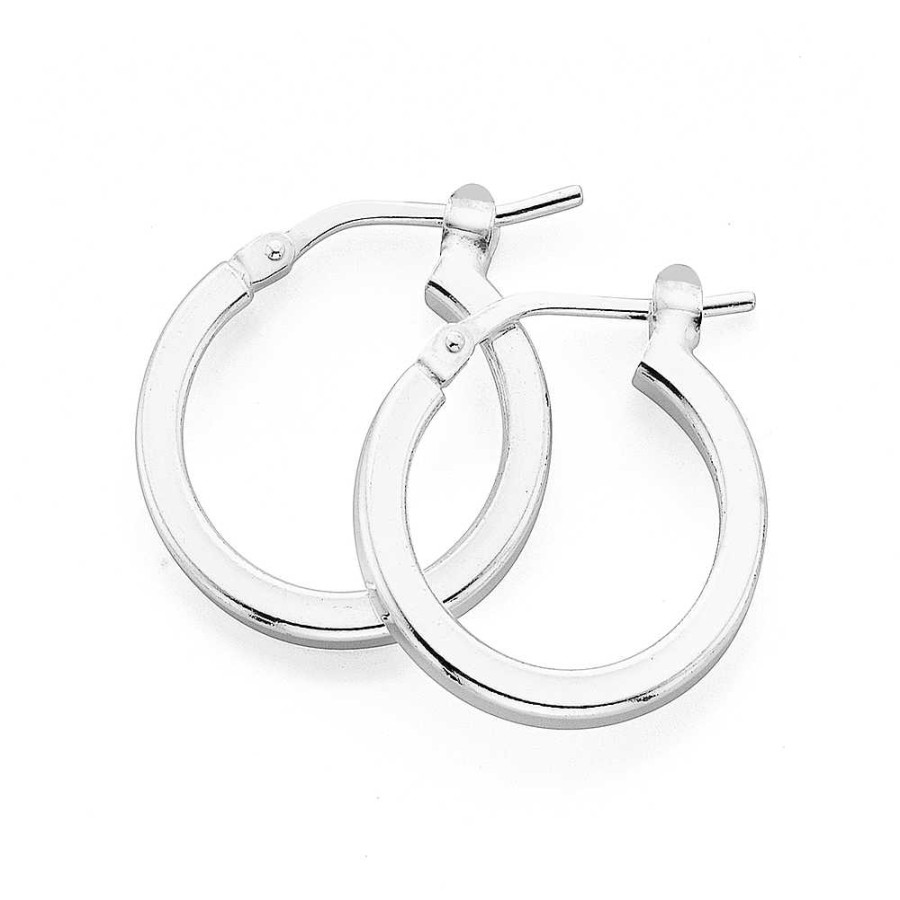 Earrings Pascoes | Sterling Silver 12Mm Square Edge Hoop Earrings