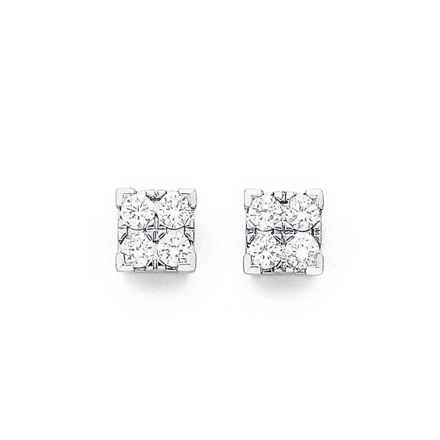 Earrings Pascoes | 9Ct White Gold Diamond Stud Earrings