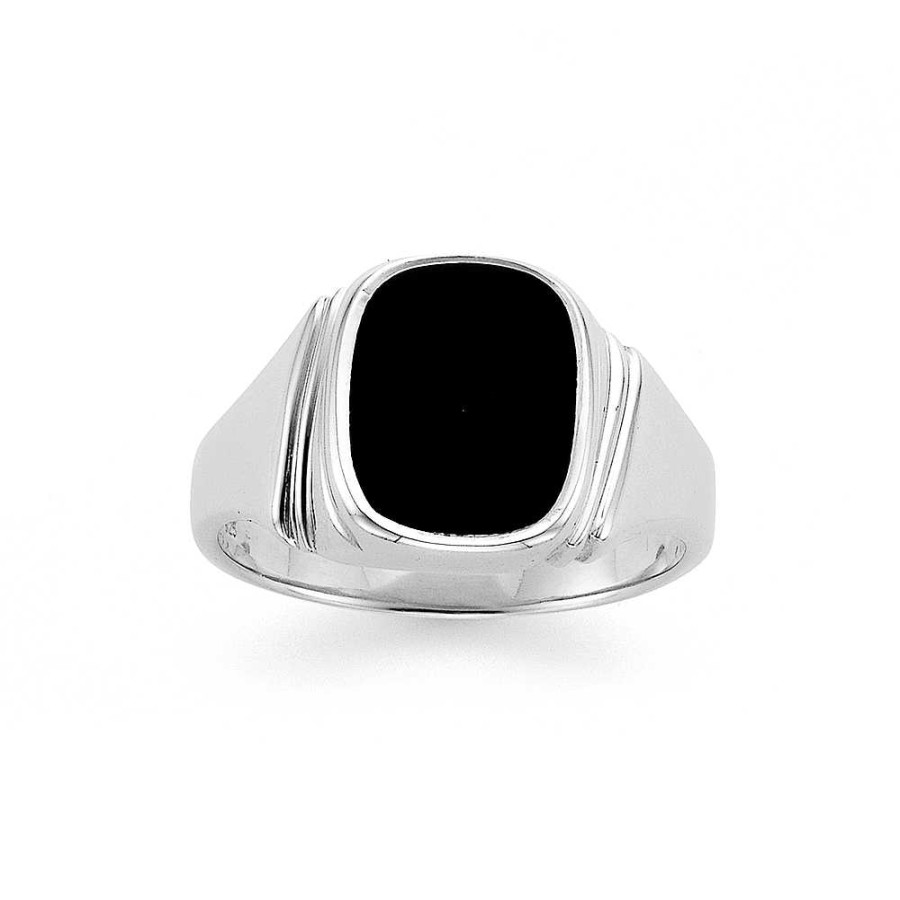 Rings Pascoes | Sterling Silver Oval Onyx Ring