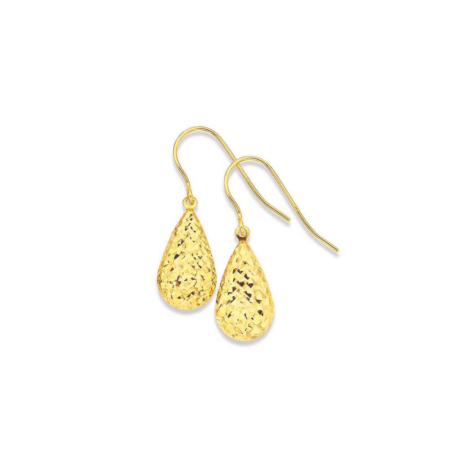 Earrings Pascoes | 9Ct Gold Diamond-Cut Pear Drop Earrings