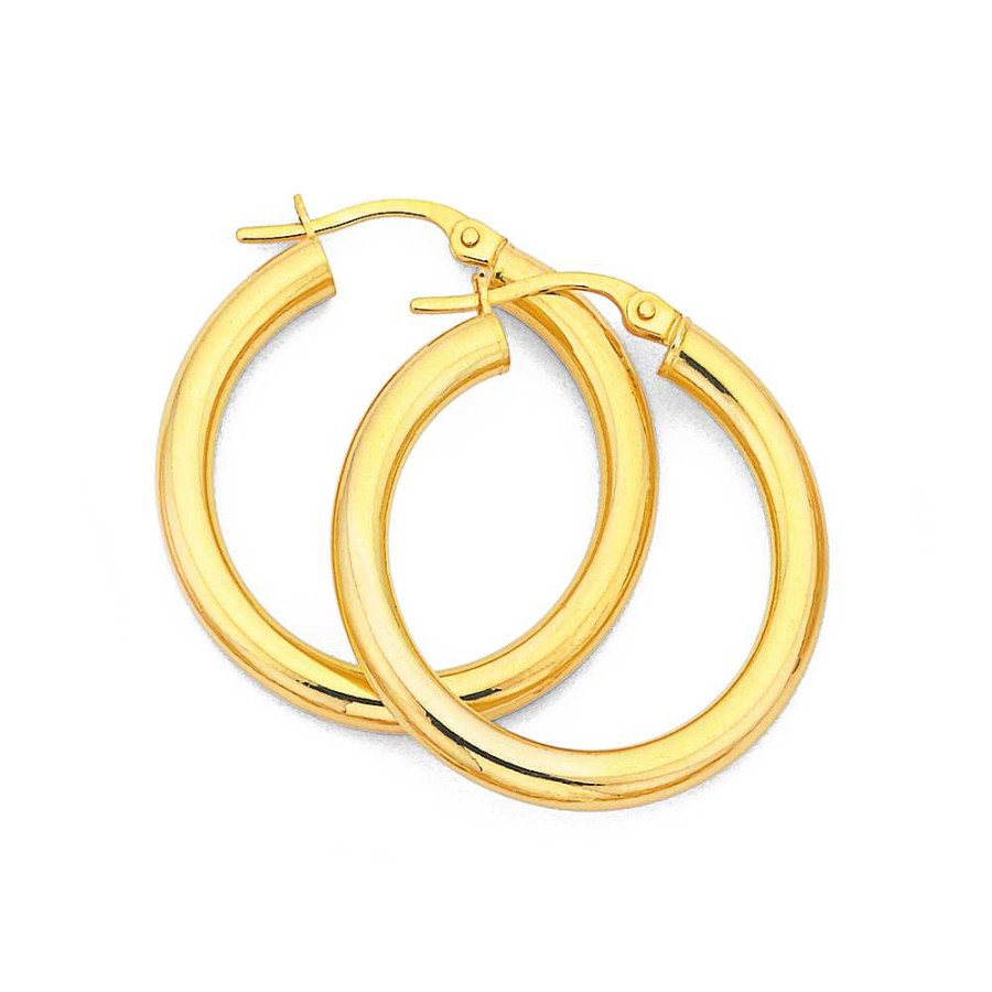 Earrings Pascoes | 9Ct 26Mm Polished Hoop Earrings