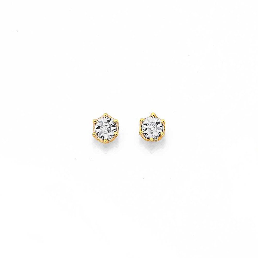 Earrings Pascoes | 9Ct Round Diamond Stud Earrings